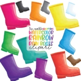 Spring Rain Boots Clipart Watercolor Rainbow