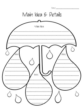 Preview of Spring Rain Umbrella Main Idea & Detail Graphic Organizer