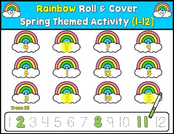 Spring/Rainbow Roll and Cover: Preschool Math Activities | TPT