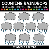 Spring Counting Raindrops Clipart + FREE Blacklines - Comm