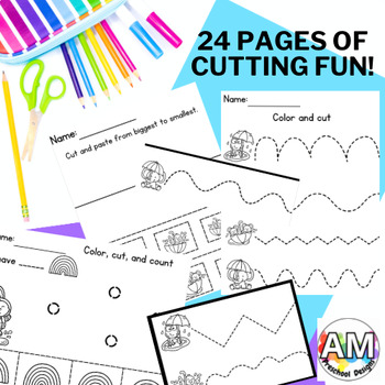 Preview of Spring Rainy Day Cutting with Scissors Practice - Fine Motor Skills Activity