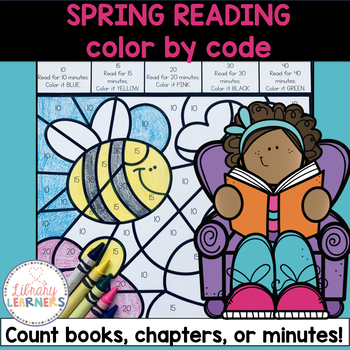 Preview of Spring Reading Promotion Challenges Activities Color by Code School Library