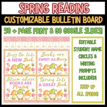 Preview of Spring Reading Bulletin Board Kit - Classroom or School Library - 50+ Pages!