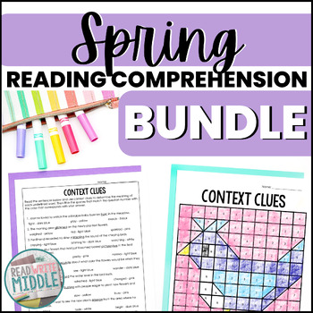 Preview of Spring Reading Comprehension Bundle Activities Middle School