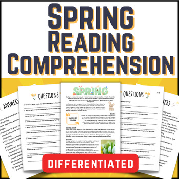 Preview of Spring Reading Comprehension Differentiated | Spring Break 