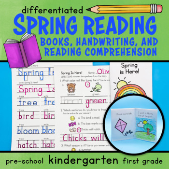 Preview of Spring Reading Comprehension Handwriting Without Tears® style writing and books