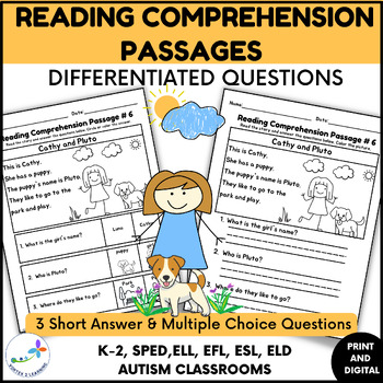 Preview of Reading Comprehension Passages With Differentiated Questions For SPED
