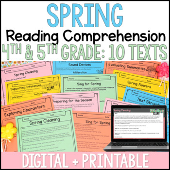 Preview of Spring Reading Comprehension Passages - Digital Spring Reading Activities