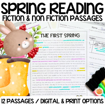 Preview of Spring Reading Comprehension Passages Fiction & Non Fiction | + Earth Day Texts