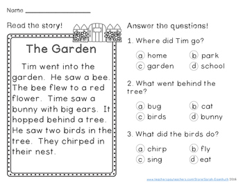 Spring Reading Prehension Passages First Grade By Sarah