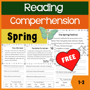 Preview of Spring Reading Comprehension Passages Free