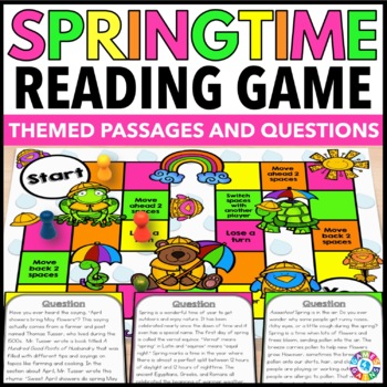 Preview of April Spring Reading Comprehension Passages and Questions ELA Activities Centers