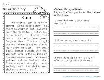 spring reading comprehension passages second grade by sarah eisenhuth
