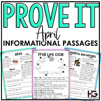 Preview of Prove IT Spring Reading Comprehension Passages | Chicks, Frogs, Insects