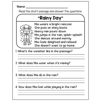 Spring Reading Comprehension Passages with Questions - 1st Grade