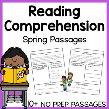 Preview of Spring Reading Comprehension Passages and Questions 1st and 2nd Reading Skills