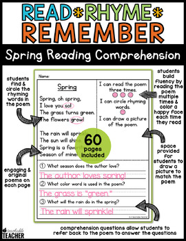 Spring Reading Comprehension Poems by A Teachable Teacher ...