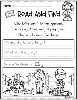 spring reading comprehension read and find by miss faleena tpt