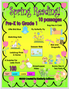 Preview of Spring Reading Comprehension Sight Words Google Slides Independent Workbook 