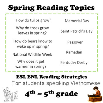 Spring Reading Comprehension Strategies for Vietnamese Students | TPT