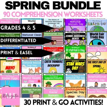 Preview of Spring Reading Comprehension Worksheets Mega Bundle!