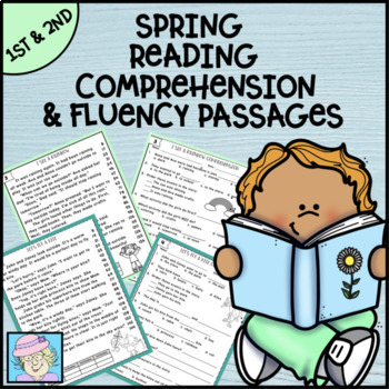 Preview of Fluency Passages 1st 2nd Grade Spring + Comprehension Questions + Boom Cards