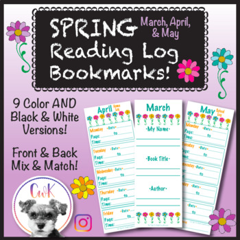 Preview of Spring Reading Log Bookmarks!