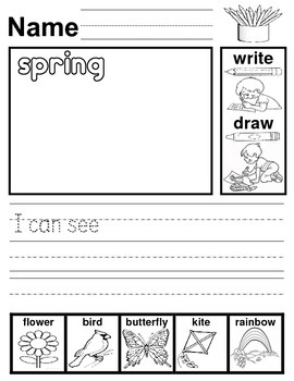 Spring Reading, Writing, Drawing Worksheet by ESL Kidz | TPT