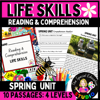 Preview of Spring Reading and Comprehension differentiated tasks Special Education activity