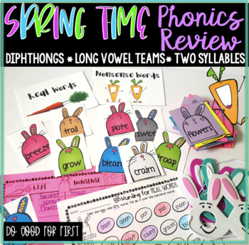 Preview of Spring ~ Real and Nonsense Words (Diphthongs & Long Vowel Teams Review)