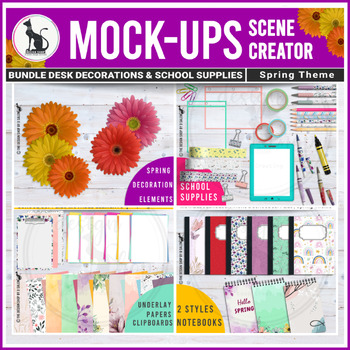Preview of Spring Movable Mockup School Supplies and Desk Decorations | Mini Bundle 8
