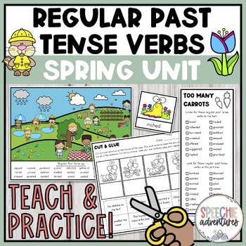 Preview of Spring Regular Past Tense Verbs Grammar Unit for Speech Language Therapy