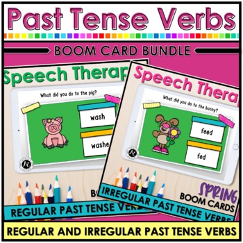 Preview of Spring Regular and Irregular Past Tense Verbs Bundle | Speech Boom Cards