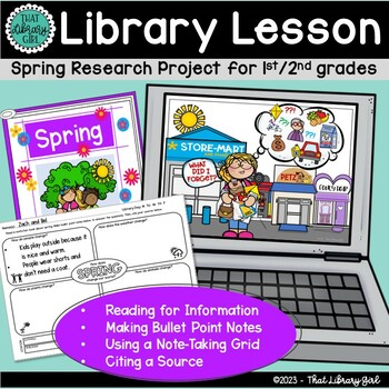 Preview of Spring Research Project Library Lesson  | Bullet Point Notes and Citing a Source