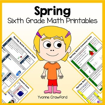 Preview of Spring Review No Prep Math Worksheets 6th grade | Math Review | Morning Work