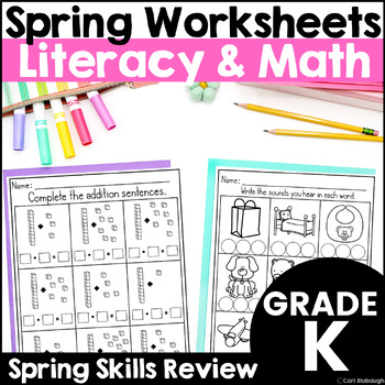Preview of Spring Literacy and Math Worksheets and Activities for Kindergarten