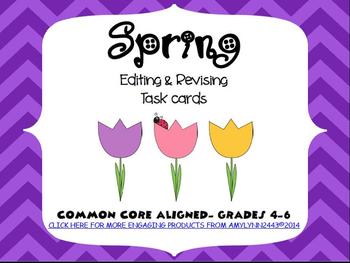 Preview of Spring Revising and Editing 28 Task Cards- Writing Test Prep (STAAR)