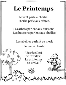 Spring Rhyme in French by Breanna Sherk | Teachers Pay Teachers