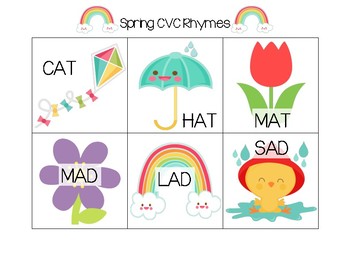 Spring Rhyming Cards (CVC-Short Vowel)