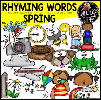 Preview of Spring Rhyming Words Clip Art Set {Educlips Clipart}