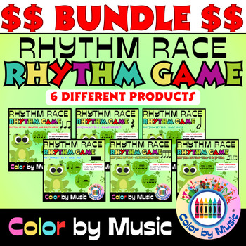 Preview of Spring Rhythm Activity "Frog Rhythm Race" BUNDLE | Elementary Music Activity