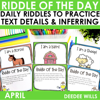 Preview of Spring Inferences Activities Riddle of the Day Farm Animals, Earth Day & More