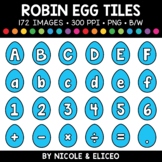 Spring Robin Egg Letter and Number Tiles Clipart