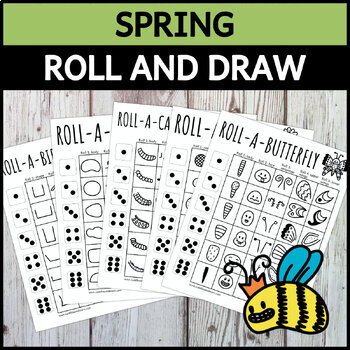 Preview of Spring Roll And Draw Game Spring Dice Drawing Activity For Kids BUNDLE