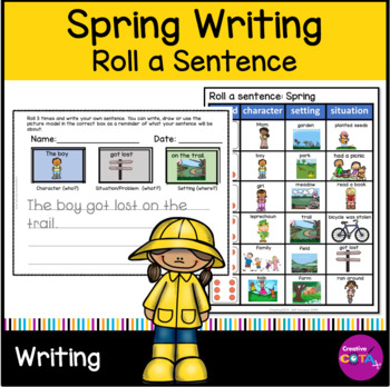 Preview of Occupational Therapy Spring Roll a Silly Sentence Prompts Writing Centers