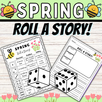 Preview of Spring Roll a Story March April May Literacy Creative Writing Centers Activities