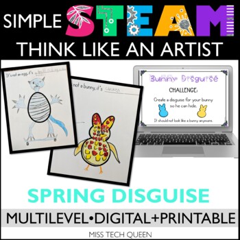 Preview of Finish the Doodle Easter STEAM Activity Drawing Challenges Sub Plans STEM Bunny