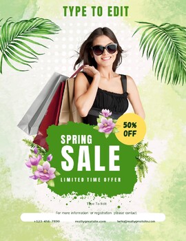 Preview of Spring Sale Online Shopping (4) Flyers Fully Customize your Flyer Ready to Edit!