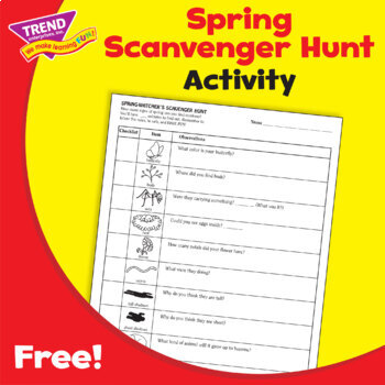 Preview of Spring Scavenger Hunt Editable Free Printable