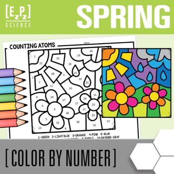 Preview of Spring Science Color by Number | Counting Atoms Holiday Coloring Activity
